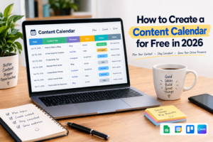 Content calendar spreadsheet with a weekly publishing schedule